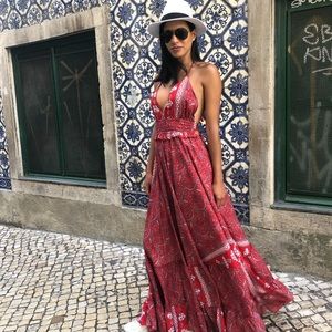 Europe Trip Red Maxi Dress